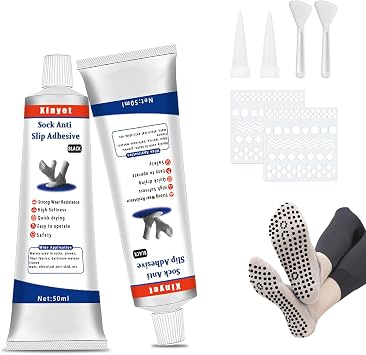 Sock Stop Non Slip Adhesive, Sock Stop Glue, Waterproof Quick-Drying Anti Slip Adhesive for Non-Slip Socks,Bathroom Mats, Pet Socks, Floor Mats, Appliance Anti-Slip100ml Black