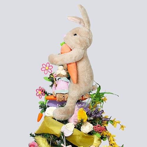 Decoración de conejo de Pascua, conejo de felpa de primavera, zanahoria abrazada para cesta de árbol, suministros de fiesta para el hogar,