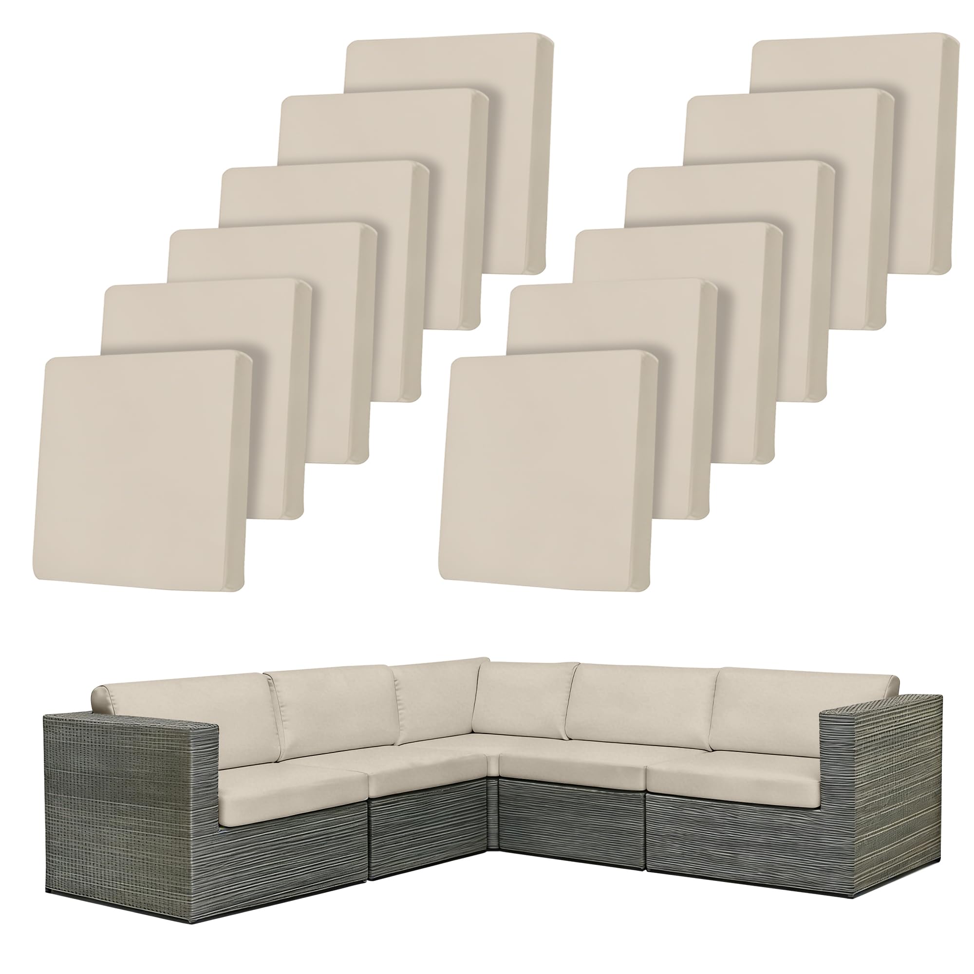 12Pcs Outdoor Cushion Covers Stretch Patio Cushion Cover Sofa Cushion Cover
