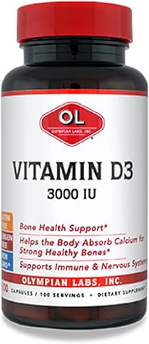 Olympian Labs Vitamina D3 3000 Iu 100 cápsulas que apoyan huesos fuertes
