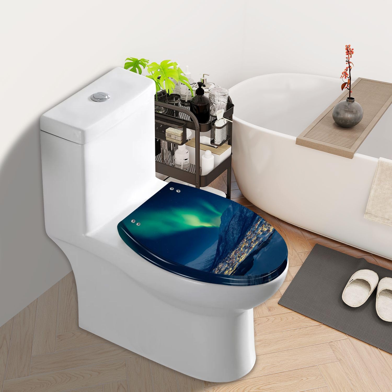 Asiento de inodoro alargado de resina Narvik Norway con cierre suave para