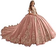 Gold Appliques Quinceanera Dresses with Big Bow Gorgeous 15 16 Dress with Train Glitter Ball Gown YU018