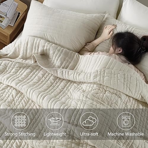 Miniatura 2 de KASENTEX Juego de edredón de terciopelo de lujo de 3 piezas tamaño King extragrande, colcha suave con 2 fundas de almohada, manta de cama ligera,