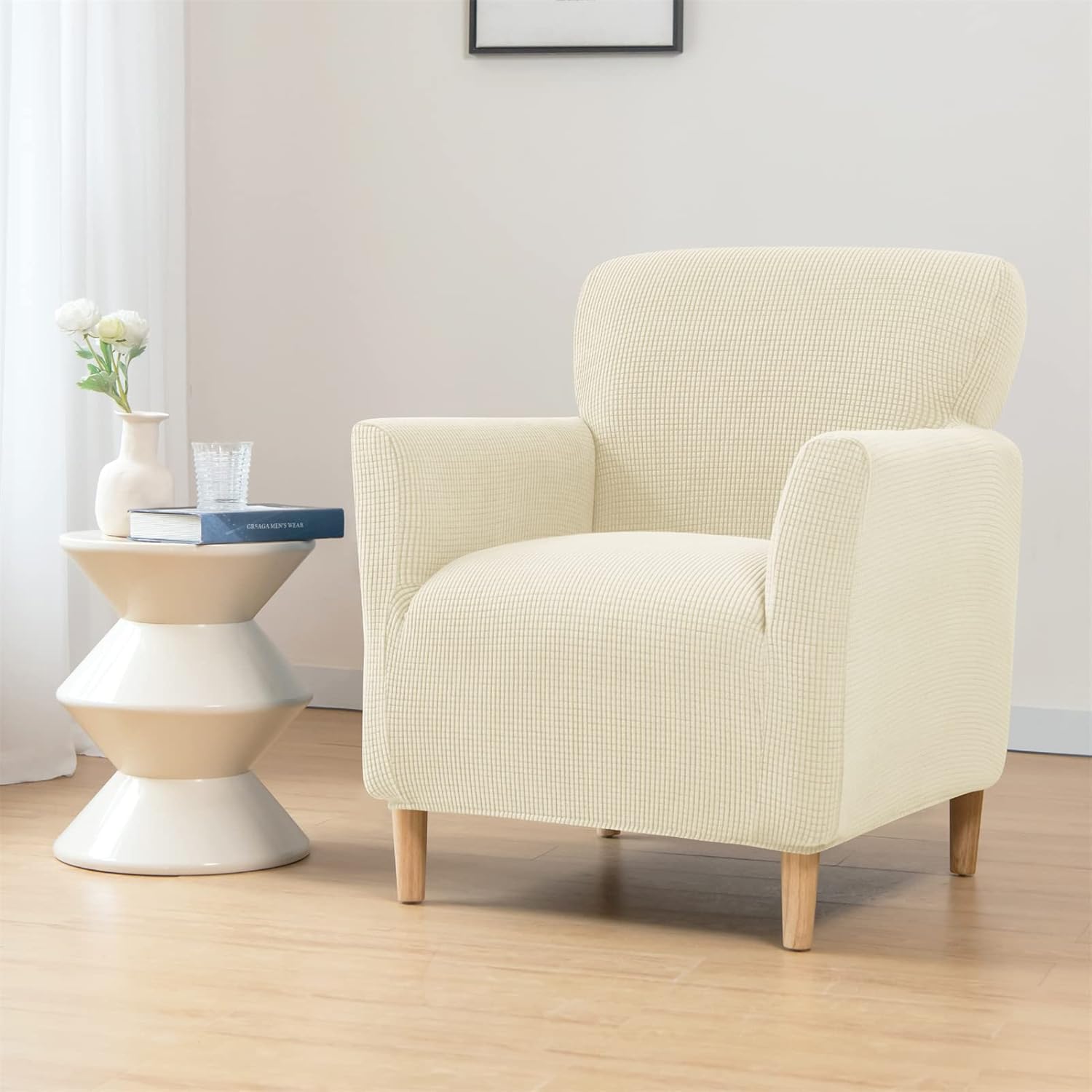 Stretch Armchair Cover Sofa Slipcover, Removable Chair Cover Replacement Couch Furniture Protector for Living Room (Beige)