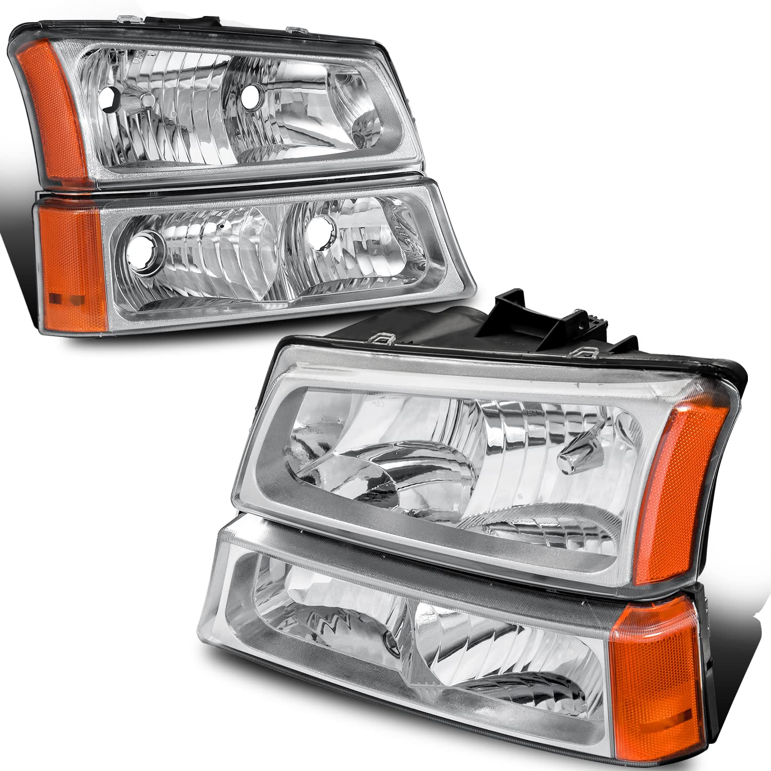 Photo 1 of MOSTPLUS Headlight Assembly Compatible with 2003-2006 Chevy Avalanche/2003-2007 Chevrolet Silverado 1500 2500 3500 Headlamp Pair
