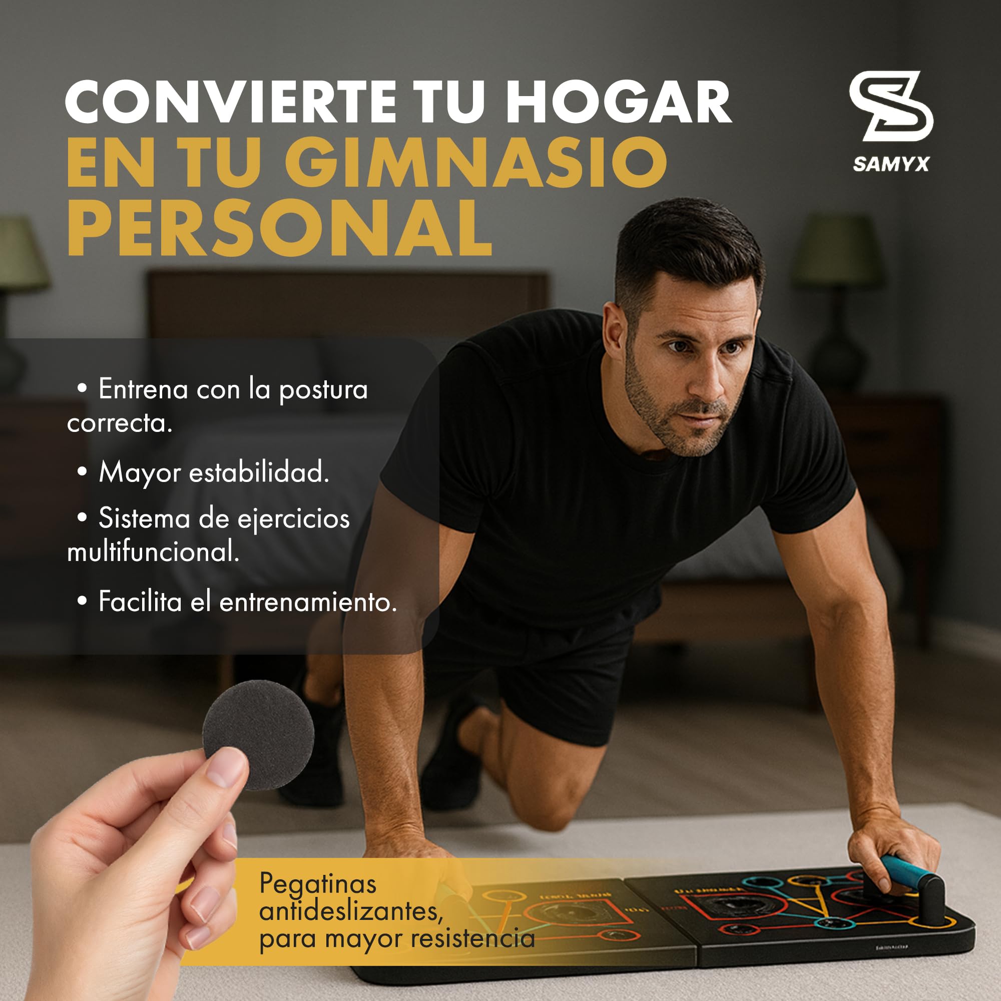 Tabla de Ejercicio en Casa - Tabla de Flexiones Calistenia Gym en Casa - Flexiones Push Up Abdominales Pilates - Ejercicio Multifuncional - Incluye Guia Ejercicios Instrucciones y Rutinas en Español