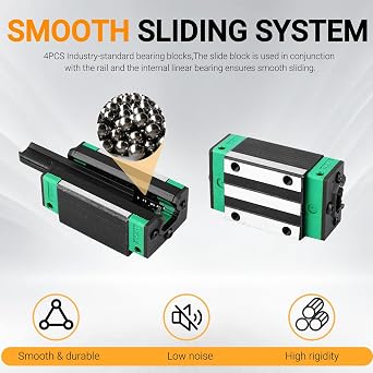 2Pcs HGR15-400MM Linear Rails kit with 4 Bearing Block,1Pcs SFU1204-400MM Ball Screw with Metal Deflector Ball Screw Nut, BF10/BK10 kit, Nut Housing, Coupling for 3D Printer and CNC Machine