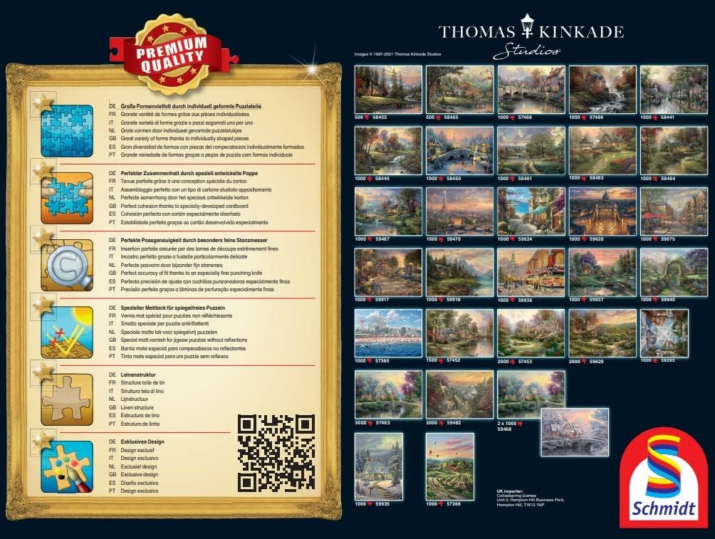 Schmidt Spiele 57366 Thomas Kinkade, Peaceful Valley Vineyard, 1000 Piece Jigsaw Puzzle