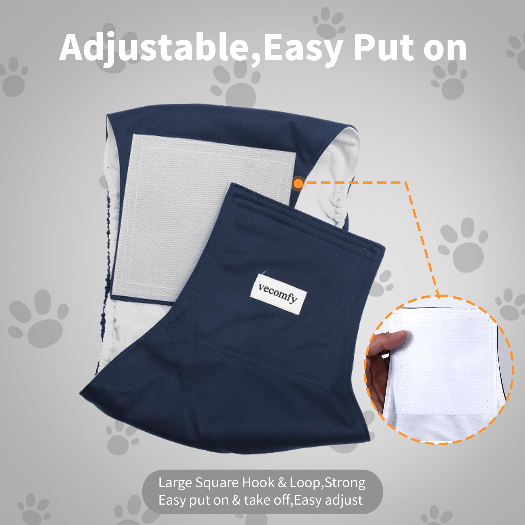 Vecomfy Bauchbänder für männliche Hunde (5er-Pack), hochwertig, waschbar, wiederverwendbar, extra groß, auslaufsicher, Größe XXL