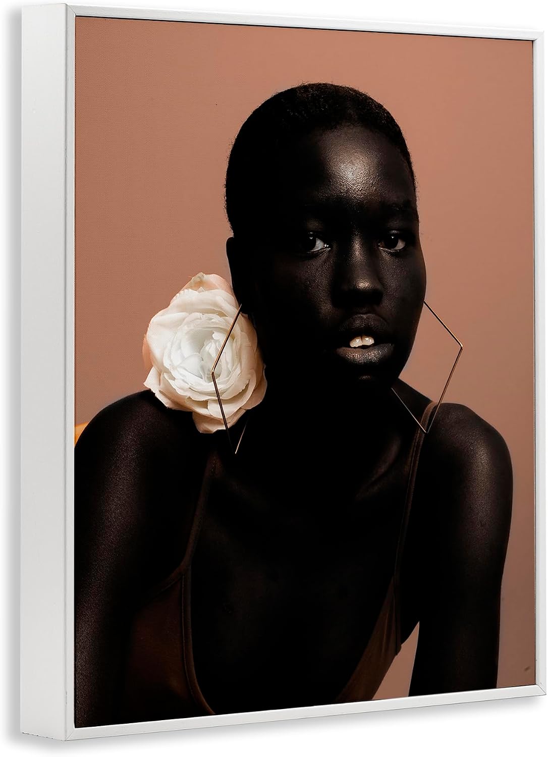 Stupell Industries Beautiful Woman & Rose White Framed Giclee Wall Art Design by Oladimeji Odunsi, 11 x 14