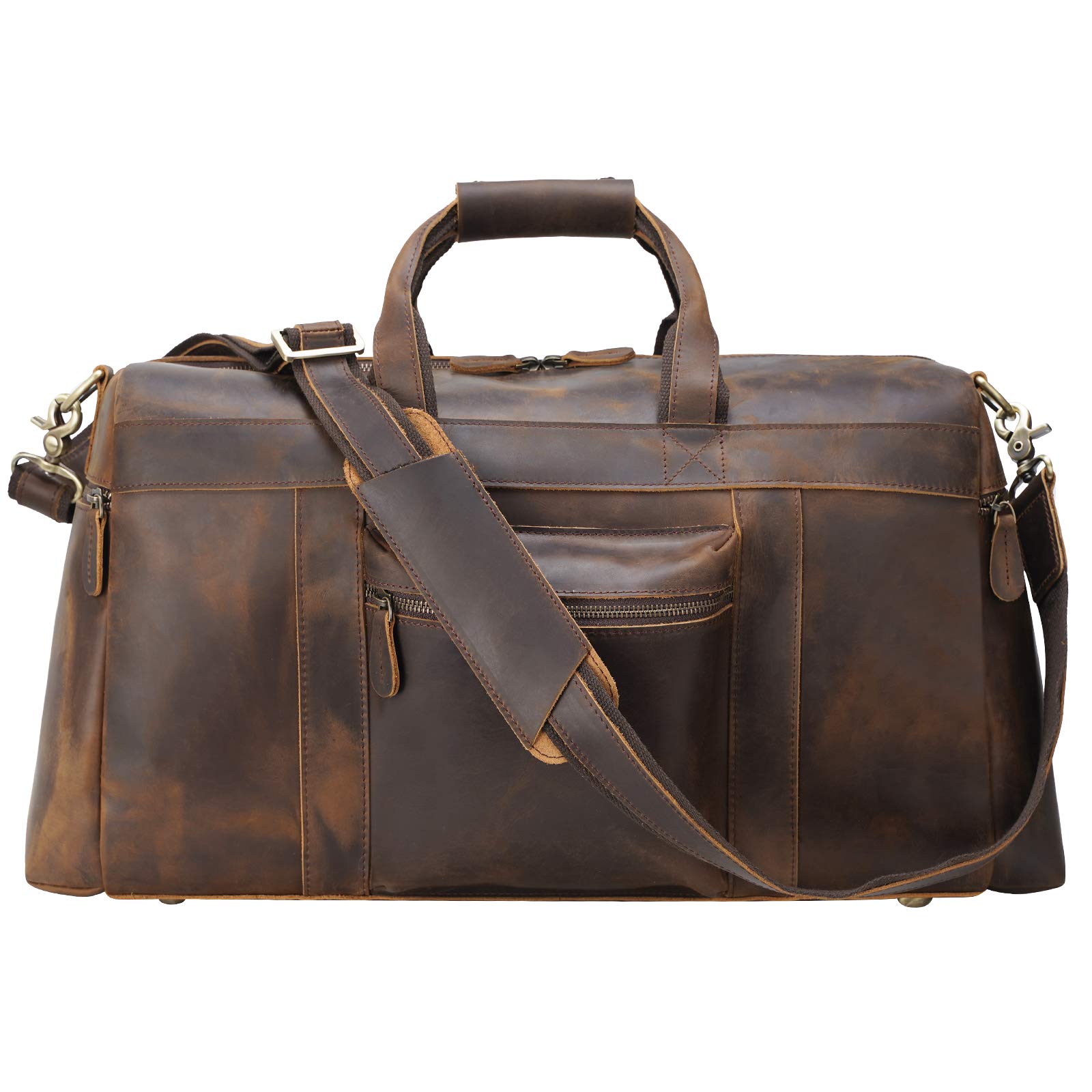 23" Thick Full Grain Leather Duffle Bag for Men Big Travel Overnight Weekend Sports Gym Bag