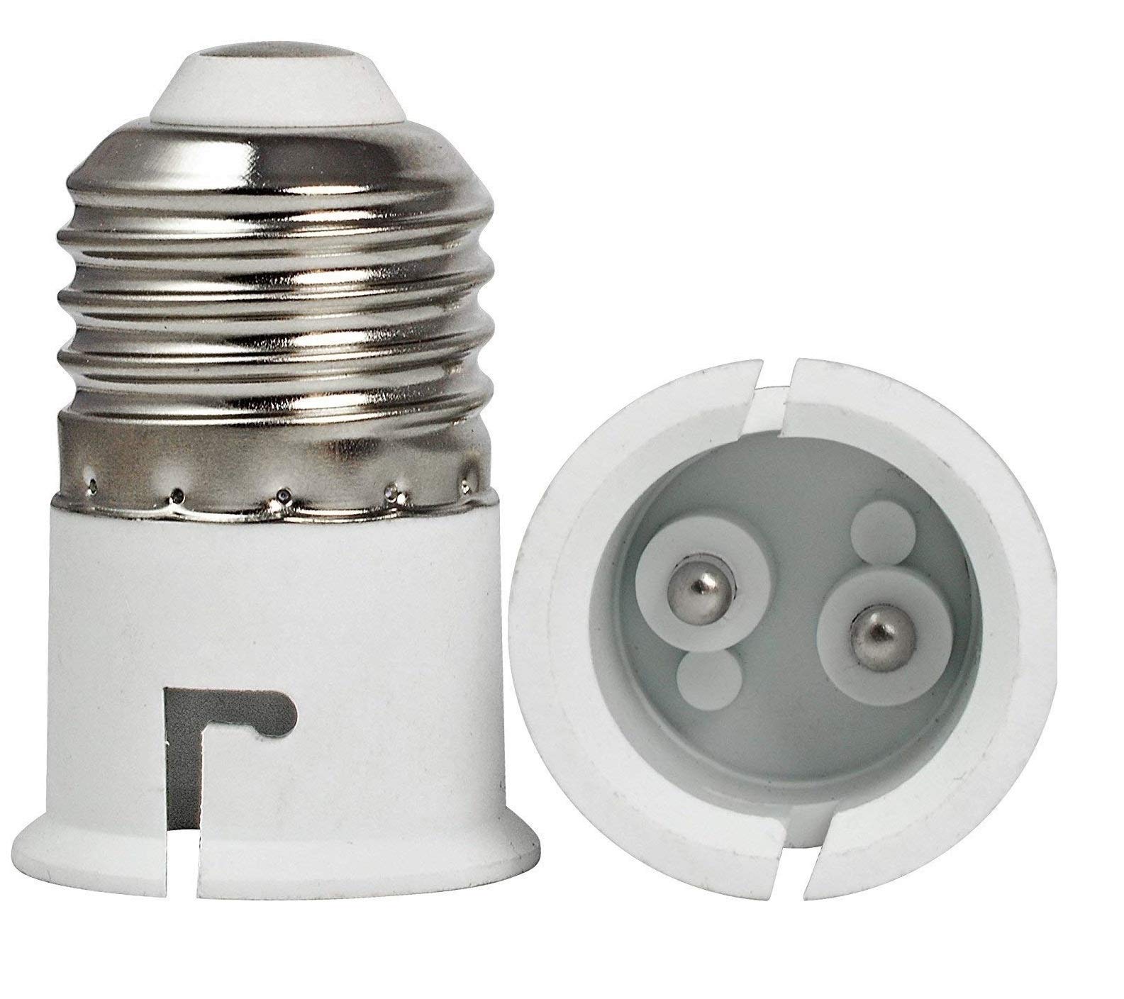 WHITERAY E27 To B22 Screw Base Socket LED Lamp Holder Light Bulb Adapter (White, 2-Piece)
