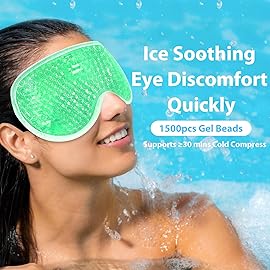 BeeVines Gel Eye Mask, 2 Pack Cooling Ice Masks for Puffy Eyes for Men & Women, Cold & Warm Compress for Post Surgery, Puffiness, Allergies, Sinuses & Migraines Treatment(Blue & Green)