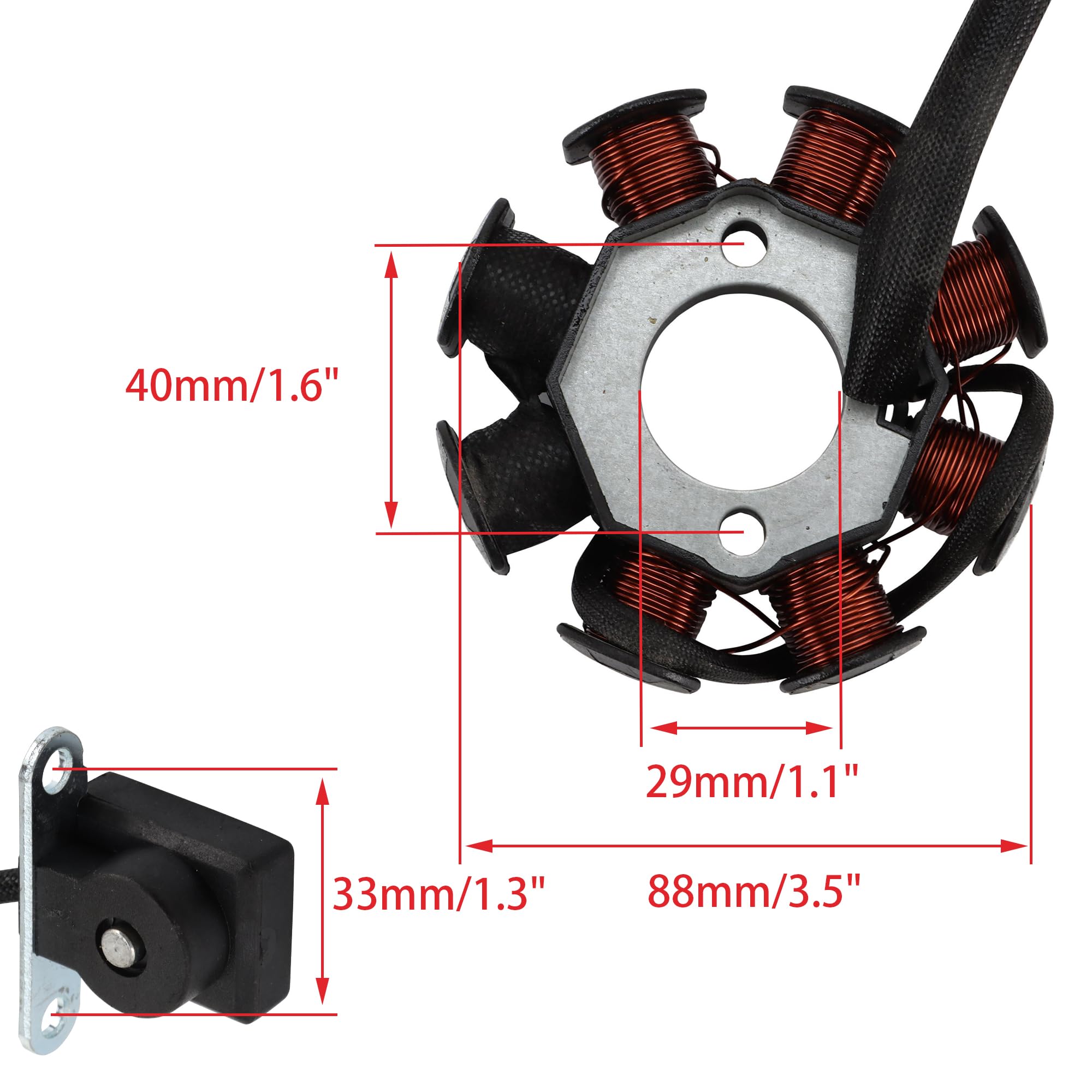 WOOSTAR 8 Bobinas 4 Cable Estator Magneto Reemplazo para GY6 49cc 50cc 110cc 125cc 150cc 139QMB 147QMD 152QMI 157QMJ Scooter Motocicleta ATV Go Kart