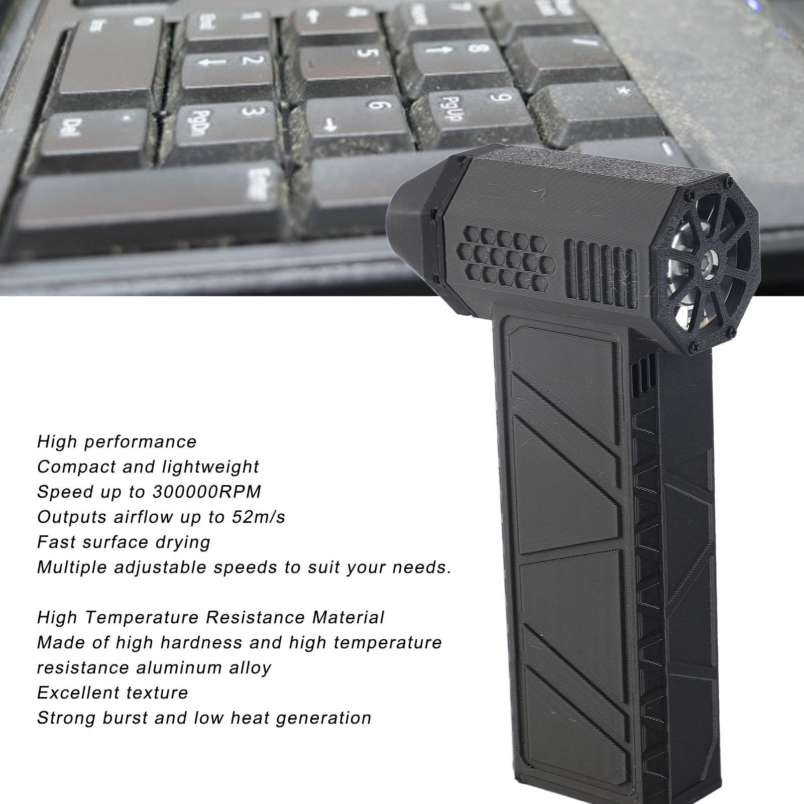 FAUOSWUK Electric air Duster, 300000RPM Portable Type C Fast Charging Jet Blower, Three Gears Speed Control, 16000mAh Battery Compressed Duster for Computer Keyboard Outdoor