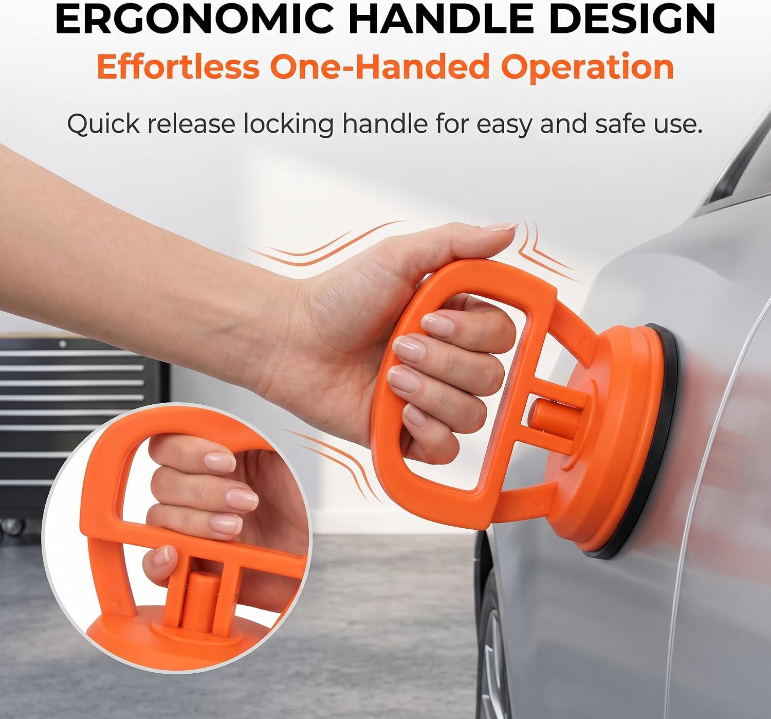 2 PCS Car Dent Pullers, Vacuum Suction Cup Dent Remover, Vacuum Suction Handle for Glass & Screen & Tile Object Moving, Portable Repair Tool for Cars SUVs Trucks (Orange)