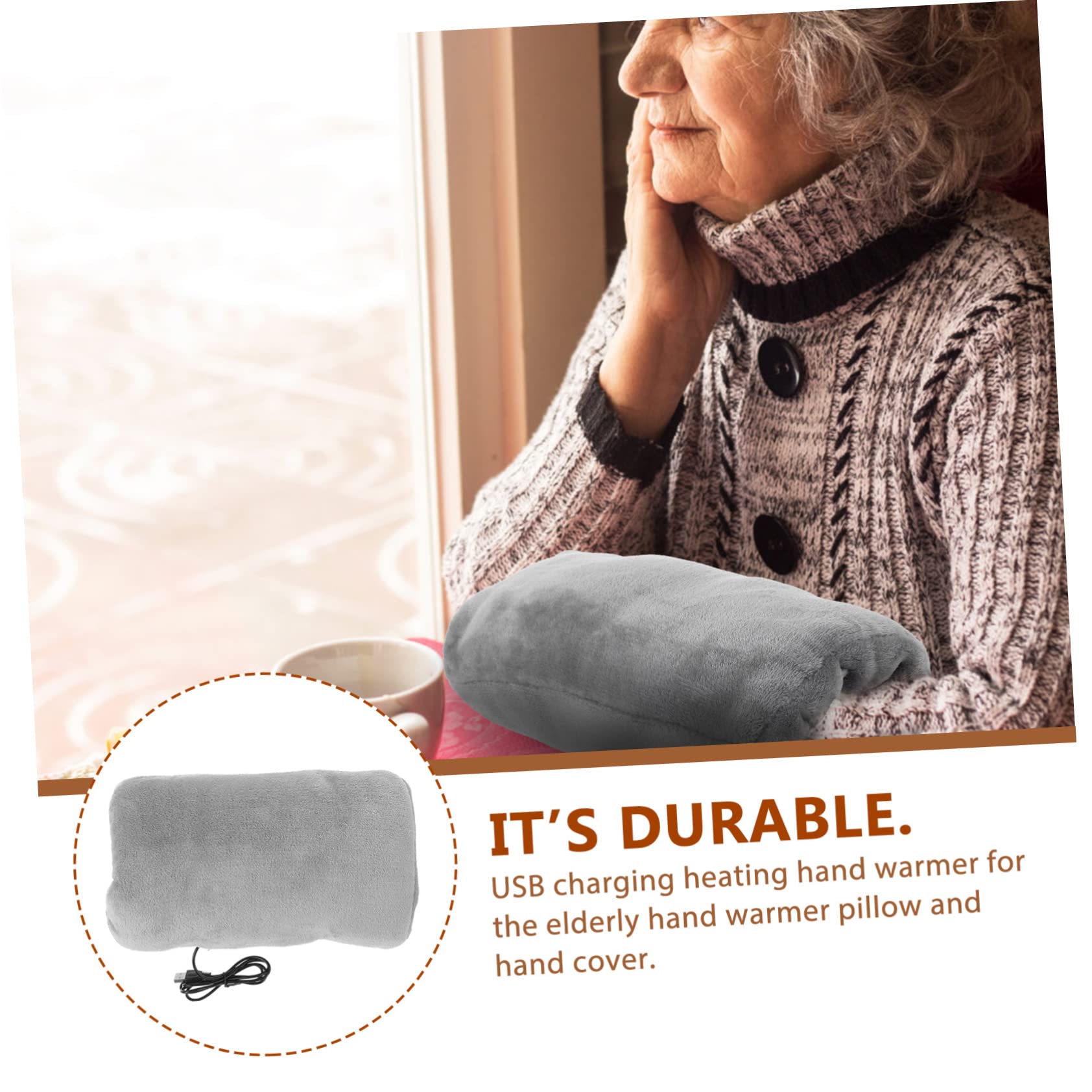 BESPORTBLE Cuscino Scaldamani Scaldino Invernale Da Donna Più Caldo Riscaldamento Delicata Borsa Più Calda Sacchetto Riscaldato Elettricamente Marmitte Scaldamani Usb Vello Grey Flanella