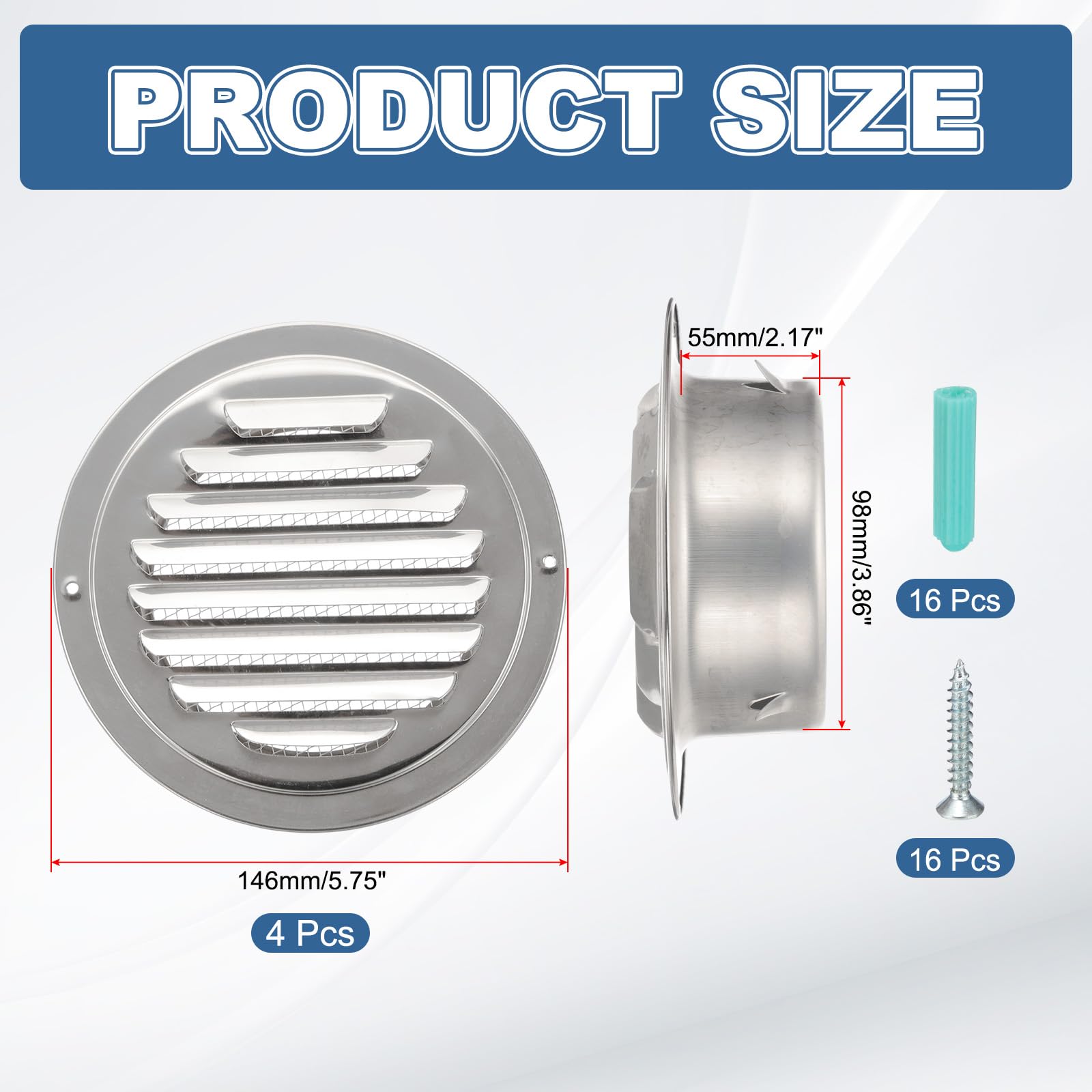 PATIKIL 4 Inch Round Air Vents - Image 2