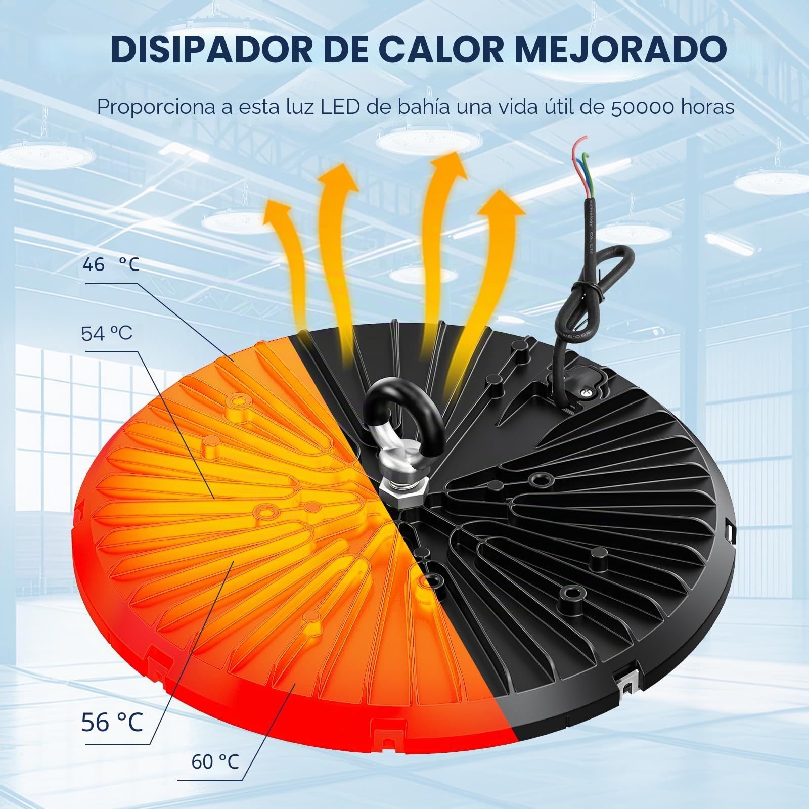 6 pack 100W UFO LED lámpara de taller, de alta luz de la bahía 15000LM, 6000K