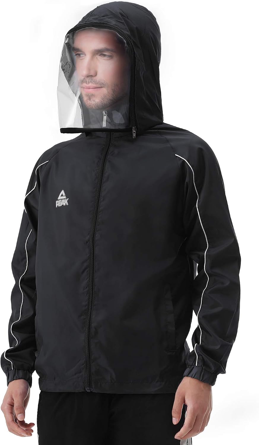 PEAK Rain Jacket for Men Lightweight Rain Coat Waterproof Hooded Windbreaker for Adults