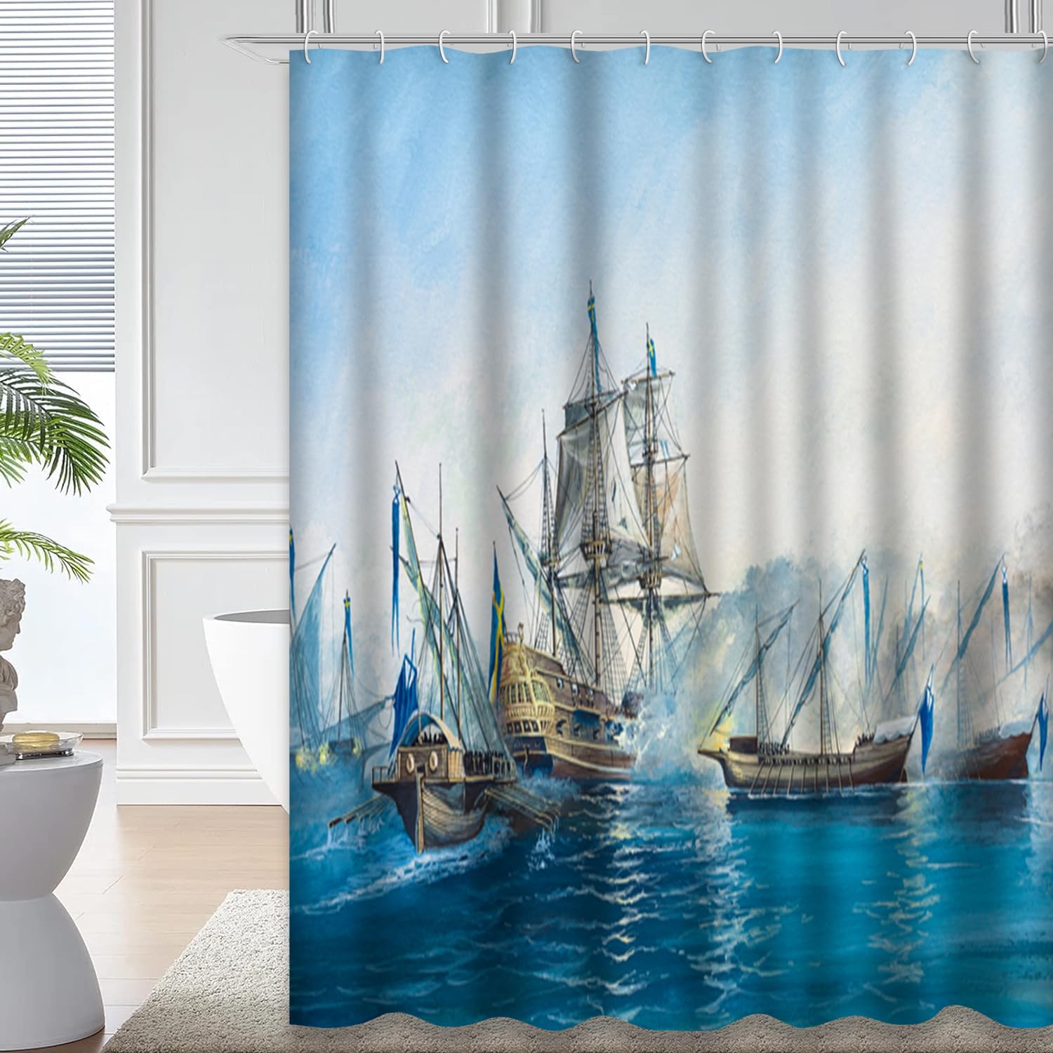 Amazon.com: GALMAXS7 Shower Curtain Old Sea Blue Shower Curtains 