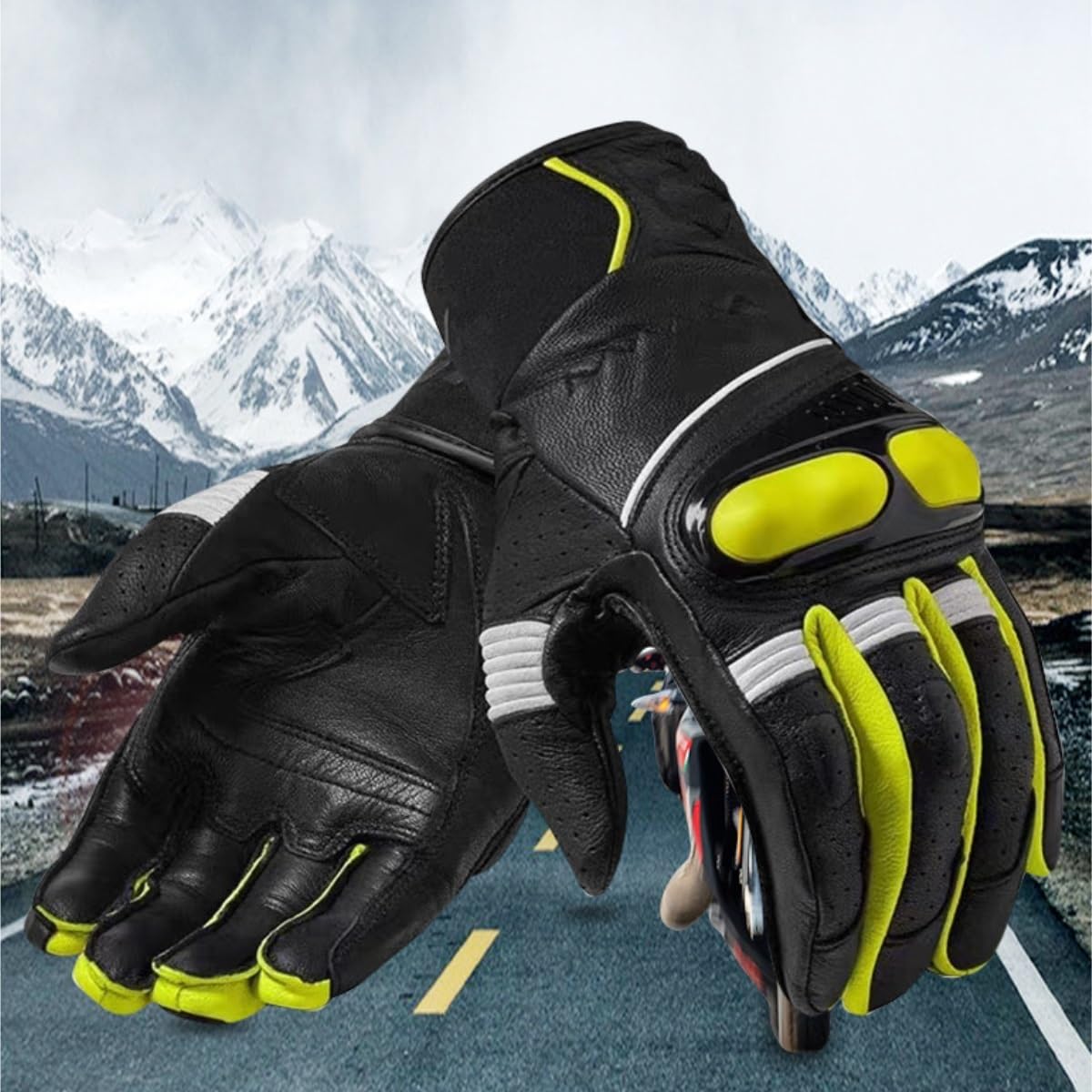 Sports Reithandschuh Motorradhandschuhe, Atmungsaktiv Und rutschfest Fahrradhandschuhe(Grün,M)