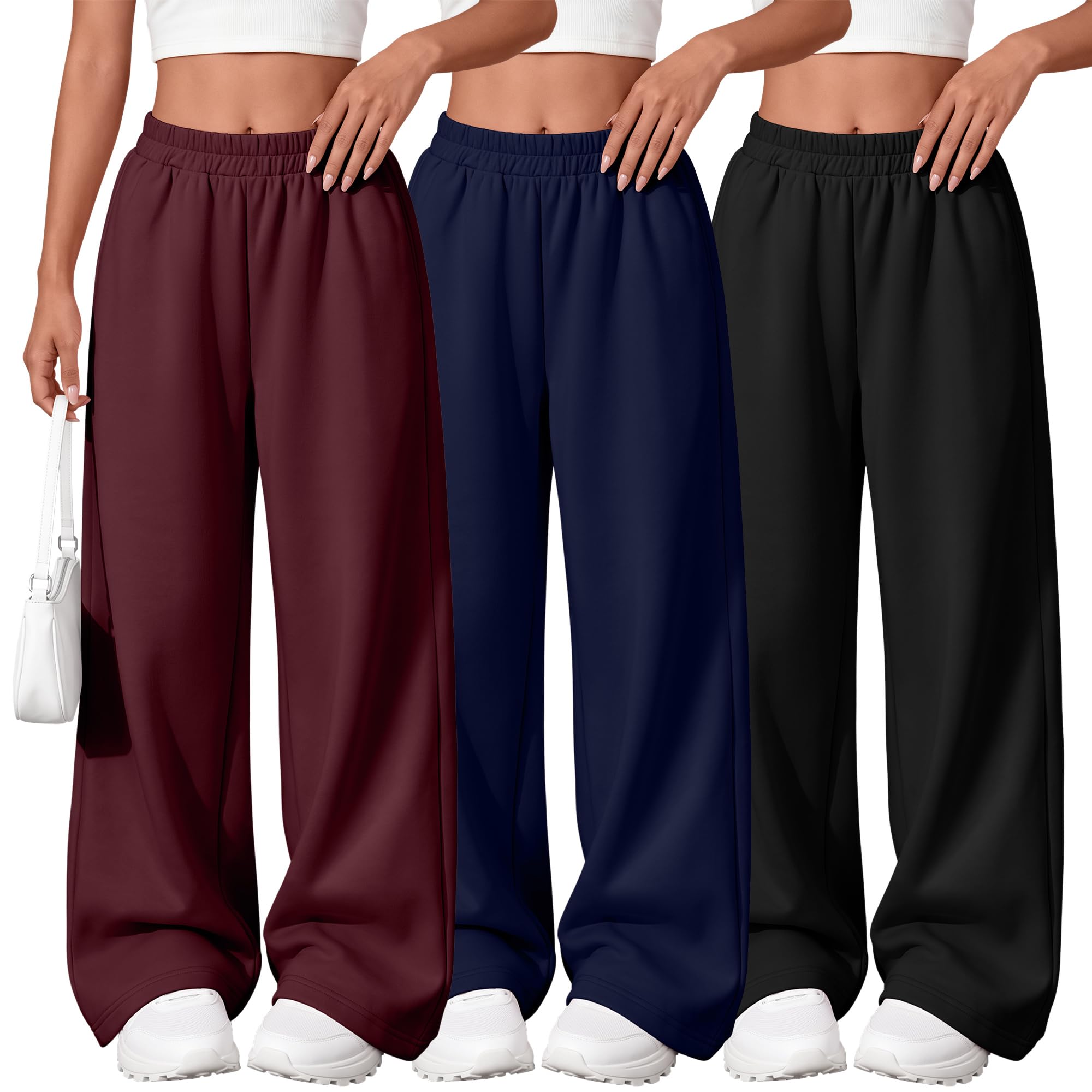 3 Pack Girls Wide Leg Sweatpants Kids Baggy Pants