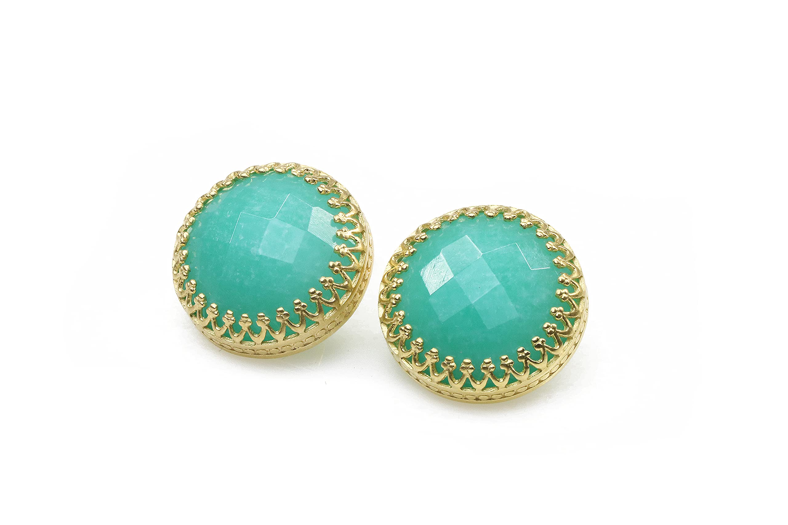 Poste de Pendientes para Mujeres - Pendientes de Amazonita en Oro de 14k - Pendientes para Cualquier Ocasión, Regalos y Uso Diario - con Caja de Regalo