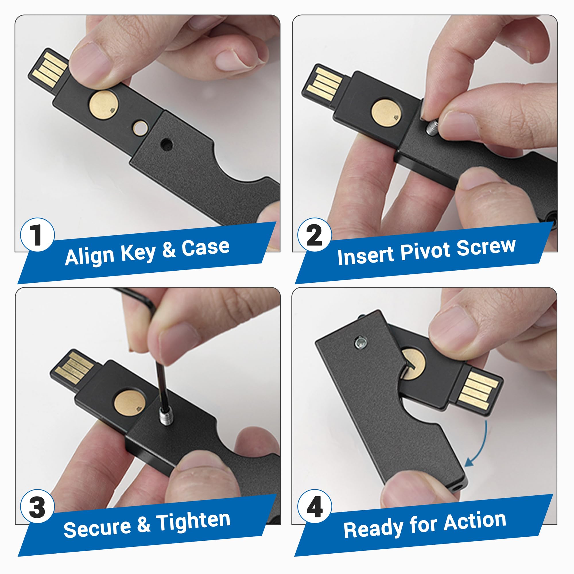 sciuU Metalowa składana obrotowa osłona kompatybilna z kluczem bezpieczeństwa Yubico NFC/YubiKey 5 NFC / 5 NFC FIPS, złącze USB-A - odporna na zarysowania ochronna obudowa ze stopu aluminium - klucz
