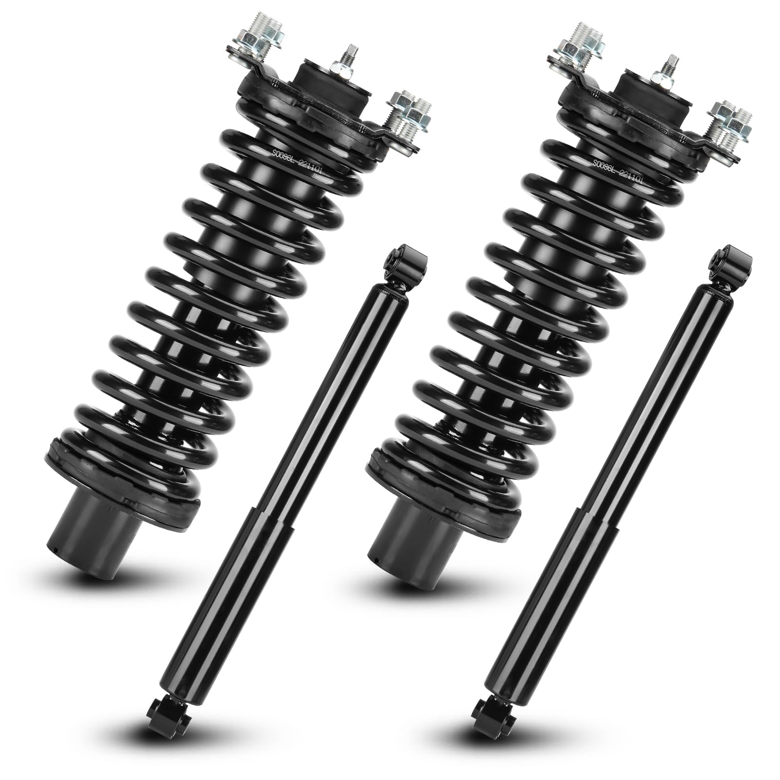 Youxmoto Front Rear Complete Strut Assembly w/Coil Spring Shock Absorber Fit for Dodge Nitro 2007-2011, for Jeep Liberty 2002-2012, 171577L 171577R 37203 (Set of 4)