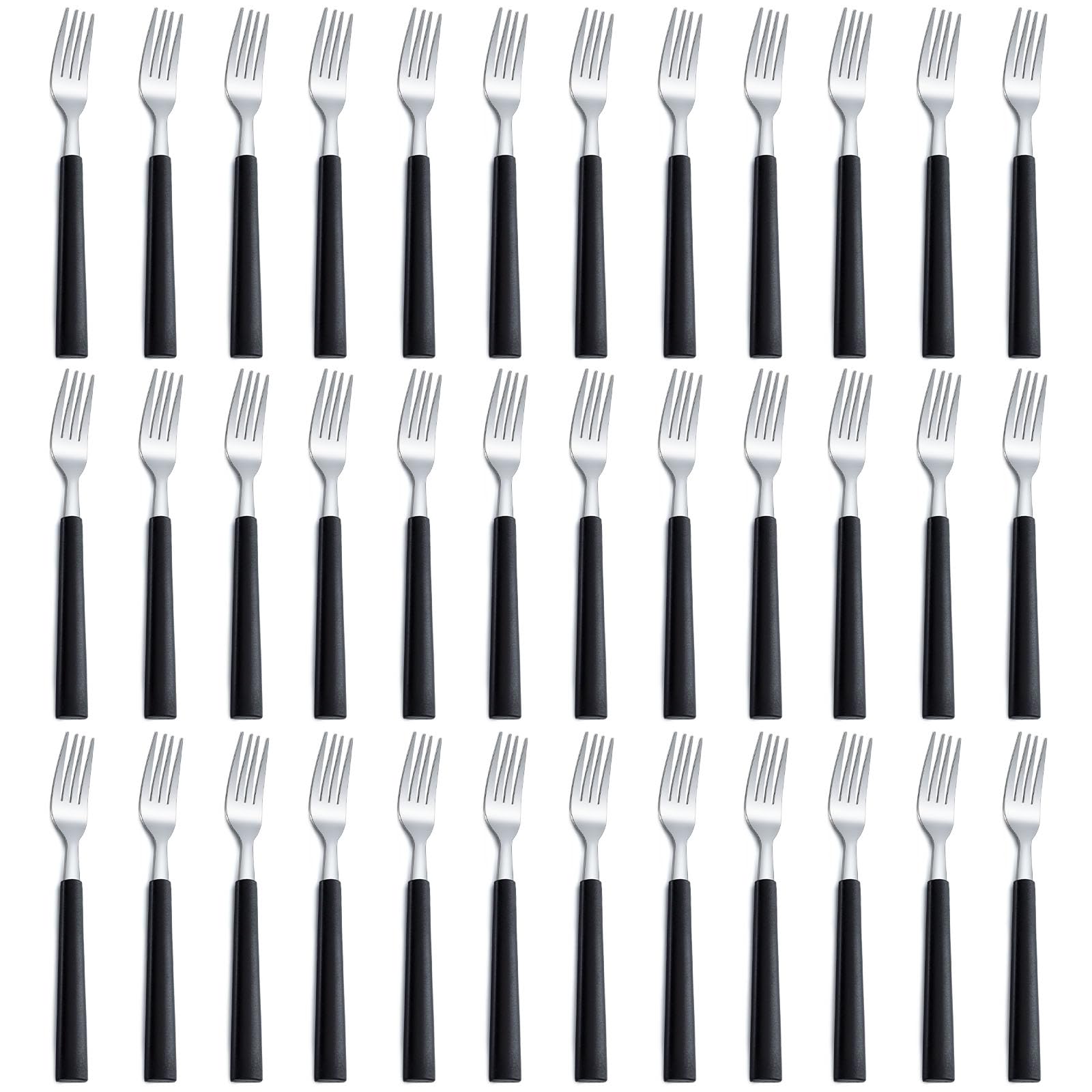 Pleafind 36 Piece Dinner Forks, Stainless Steel Cutlery Forks with Black Handles, Fork Set for Home/Kitchen/Restaurant, Mirror Polished, 7.2 Inch, Dishwasher Safe