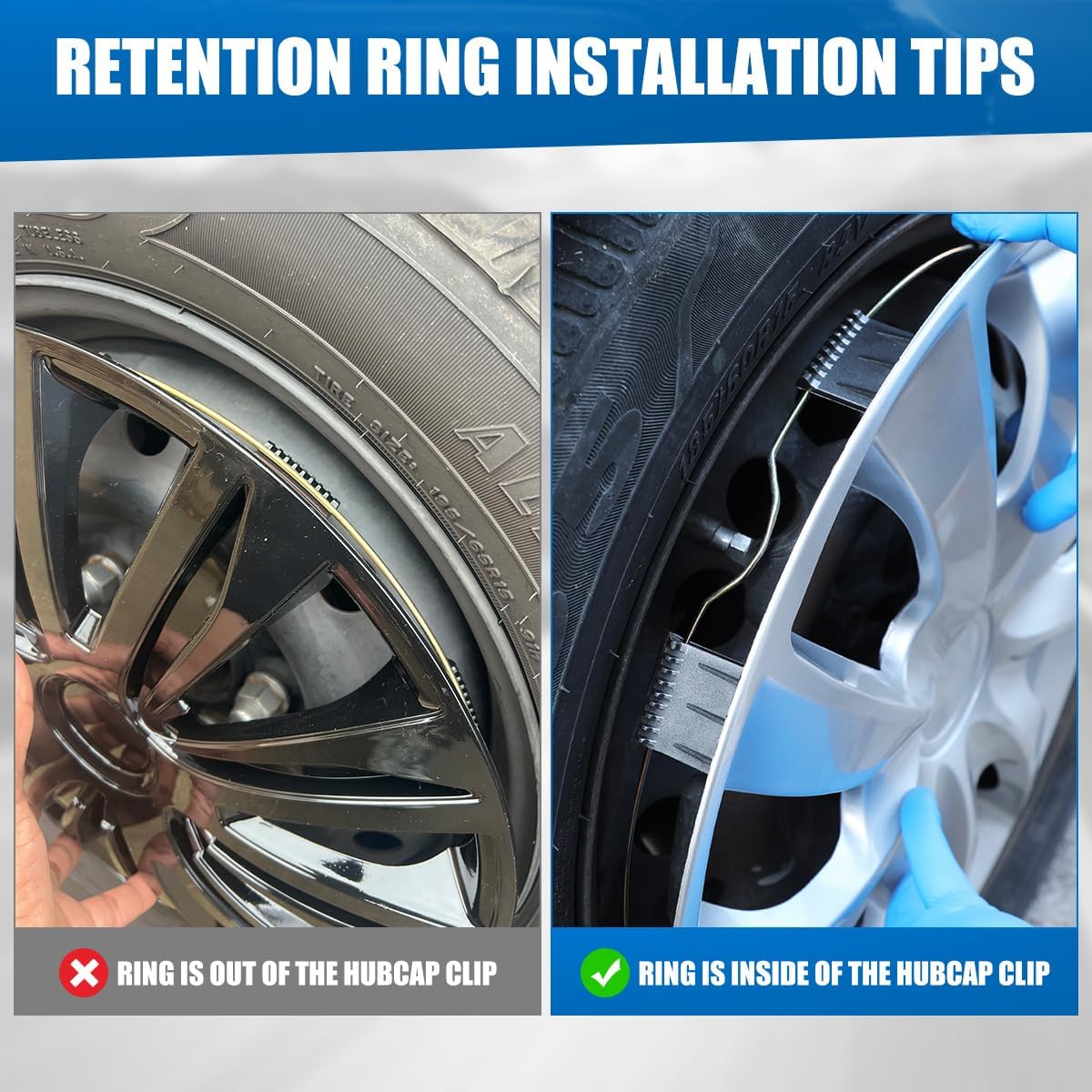 CPW 14" Wheel Rim Cover Universal Hubcaps Snap On Car Truck SUV ABS & PC Material Wheel Covers Snap Clip for Car Accessories Tire Rim Replacement, Set of 4 (14 Inch, Silver Lacquer & Black Lacquer)