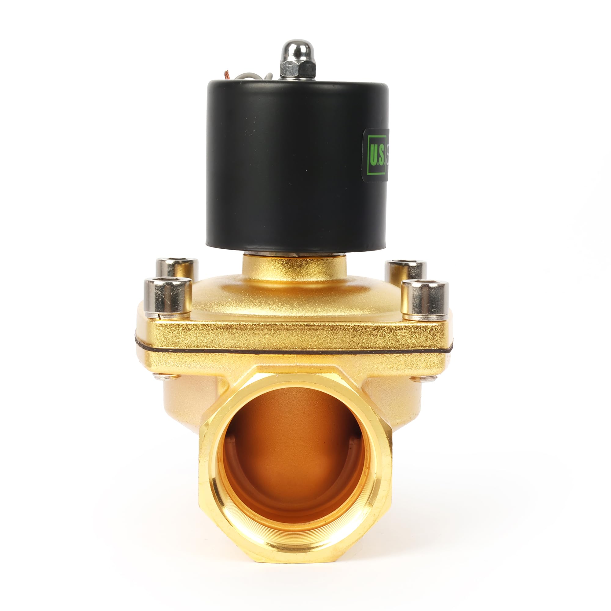 U.S. Solid Válvula solenoide – Válvula de agua eléctrica de aleación de zinc de 24 V CC de 2 pulgadas, sello NBR