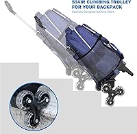 Vista 6 de Carrito de mochila, carrito con ruedas de aleación de aluminio, carrito plegable para mochila escolar, carrito de equipaje de 6 ruedas con protector