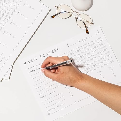 Miniatura 6 de Calendario de seguimiento de hábitos con soporte de madera, diario de objetivos diarios y responsabilidad con 12 hojas de papel para un año,