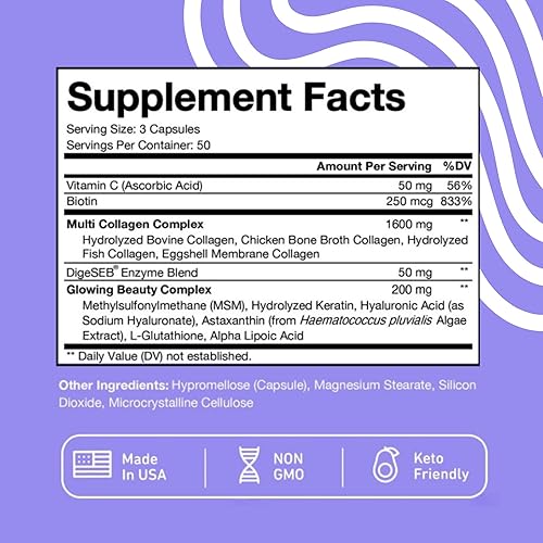 Miniatura 6 de Vital Vitamins Multi Collagen Plus - Biotina, ácido hialurónico, vitamina C - Colágeno para mujeres y hombres - Suplemento de apoyo al crecimiento