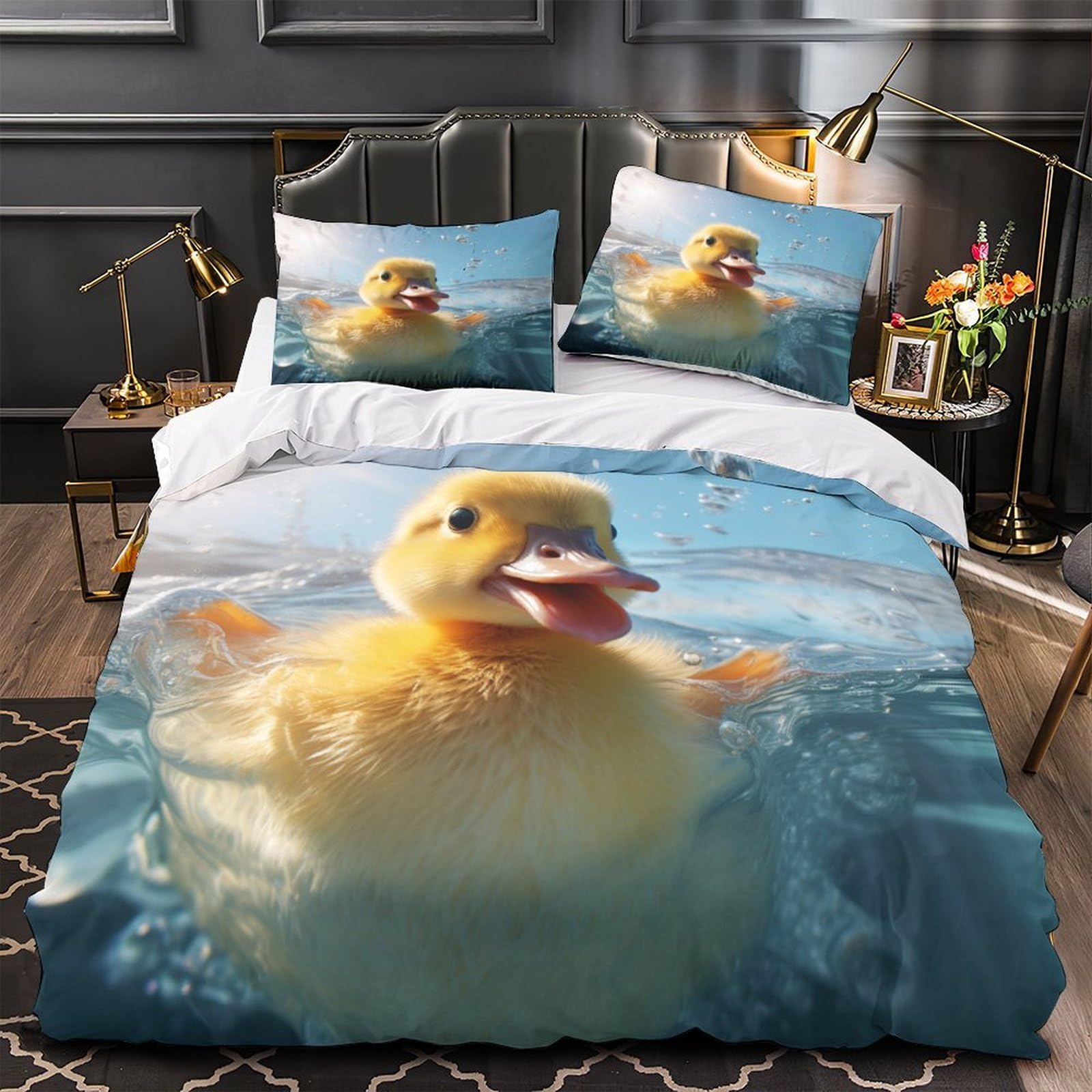 Housse de couette légère 260x220 cm avec taie d'oreiller parure de lit chien 3D