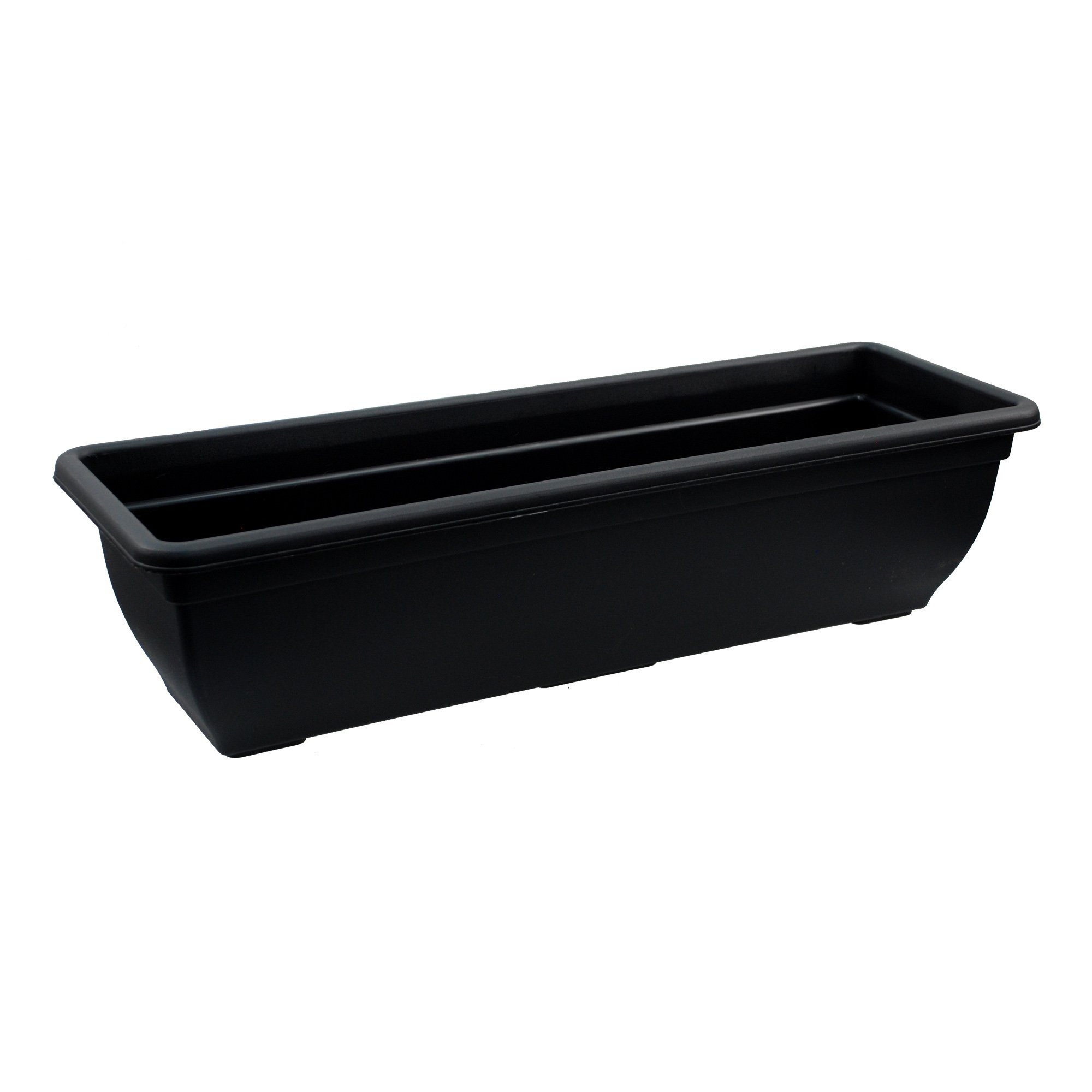 1 x Simpa® Ebony/Black Trough Plastic Garden Planter Indoor & Outdoor Flower/Plant Pot - 60cm Diameter - DIY Drainage Holes.