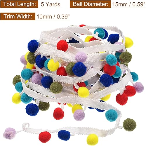 Miniatura 2 de uxcell 5 yardas con flecos de pompón, cinta de costura de bricolaje, accesorio para proyectos de bricolaje, para el hogar, cortina, ropa, almohada,