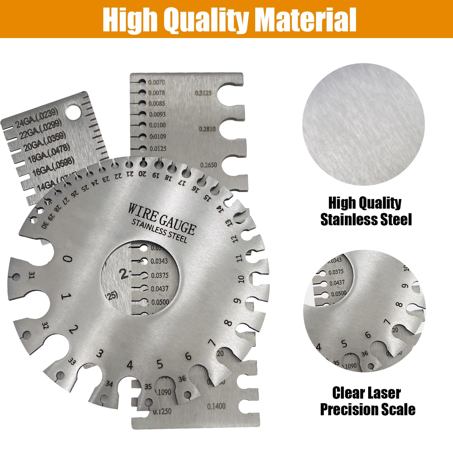Stainless Steel Wire Gauges - Measure Thickness & Weld -5 Stainless Steel Wire Gauges - Measure Thickness & Weld -5