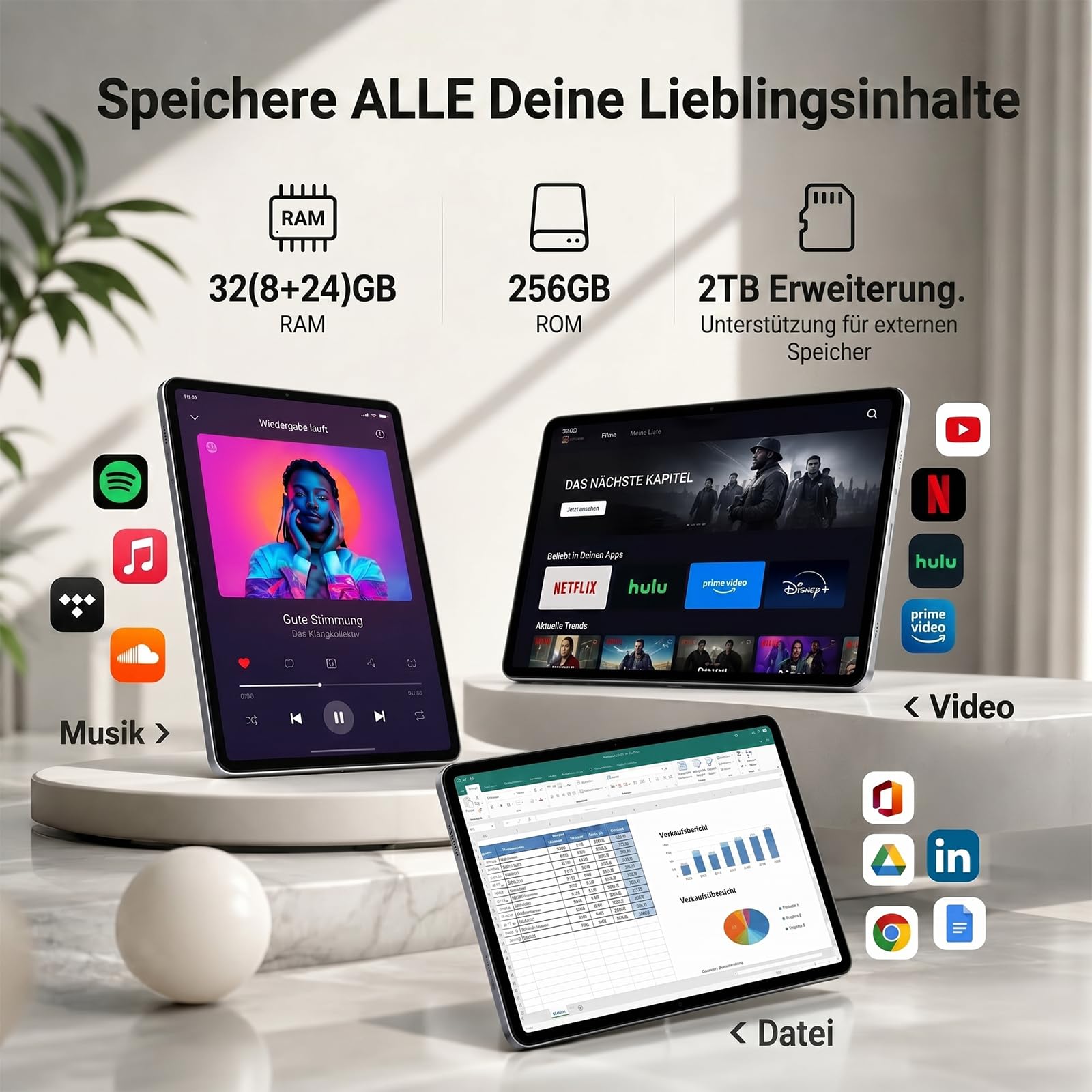 11,5 Zoll Android 16 Tablet mit Tastatur-Bundle, 2.8K BOE Display | 32GB+256GB | 500 Nits Helligkeit | Gemini AI | Dual-SIM-Steckplatz & 4 Jahre Garantie für Familie, Studium und Reisen