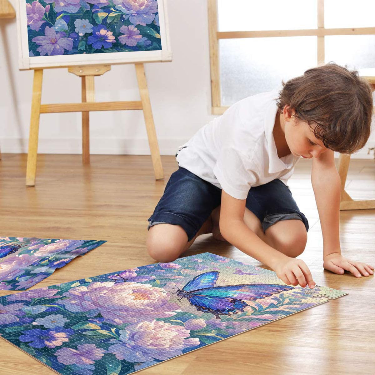 Puzzle Per Adulti 1000 Pezzi Farfalla E Fiori – Effetto Notte, 60x40 Cm – Sfida Rilassante E Decorazione Da Parete 3D