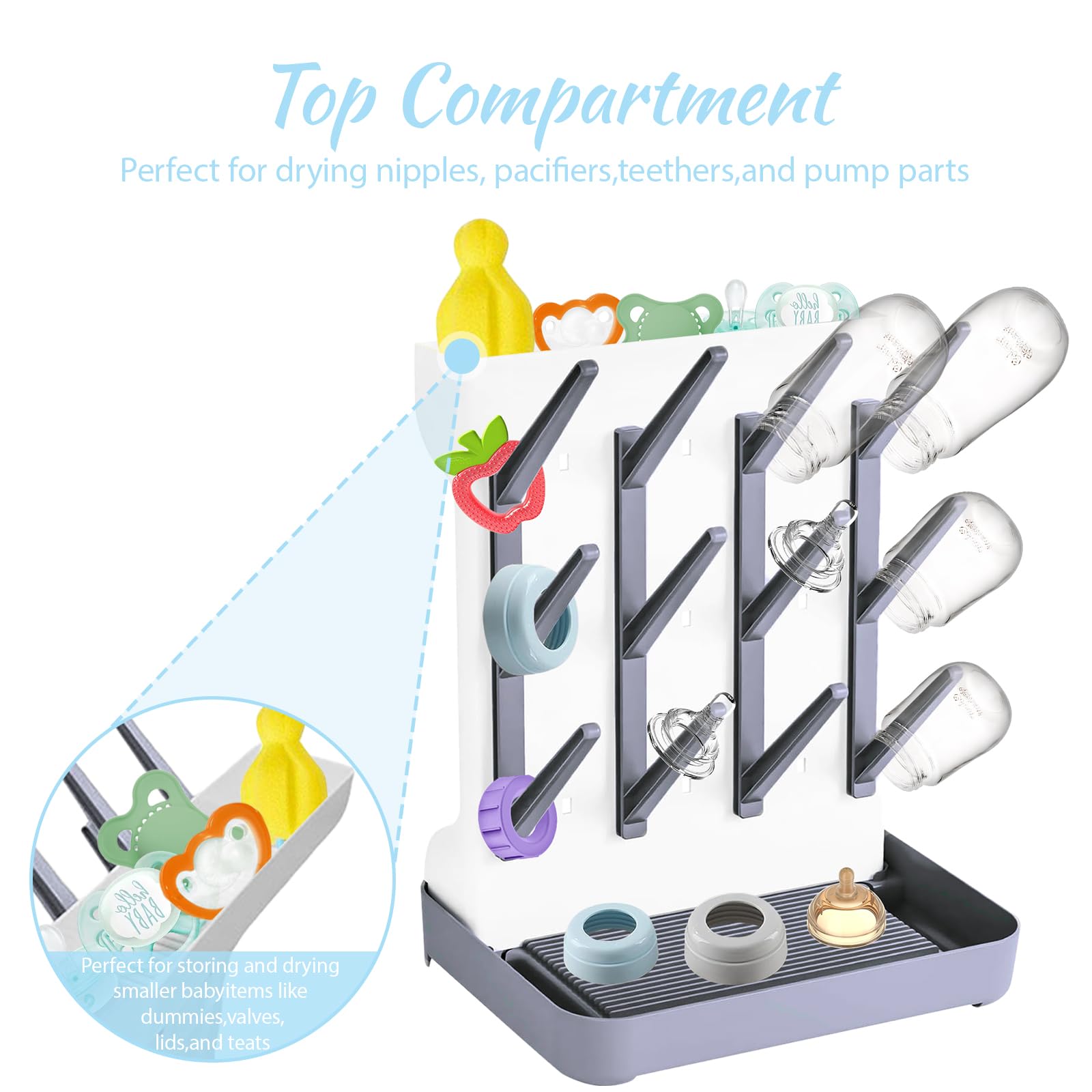 morkka Drying Rack for Baby Accessories Dishwasher-Safe Drying Rack for Hygienic Drying of Baby Bottles Dummies and Tableware - Image 4
