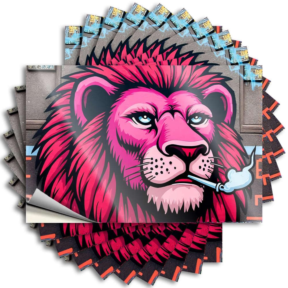 Saying - Fluffy Hard Pink Lion Smoking A Pipe for Texas Farmhouse Porch Decor(6X9CM)