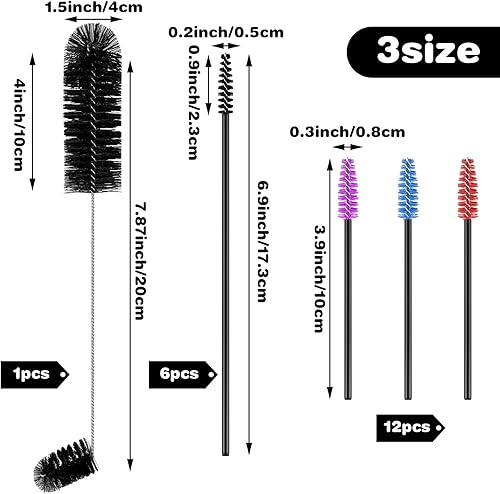 Miniatura 2 de Cepillo de limpieza para comederos de colibríes, 19 piezas, 3 tamaños, mini juego de cepillos de nailon, cepillo de colibrí de doble cabeza, limpio
