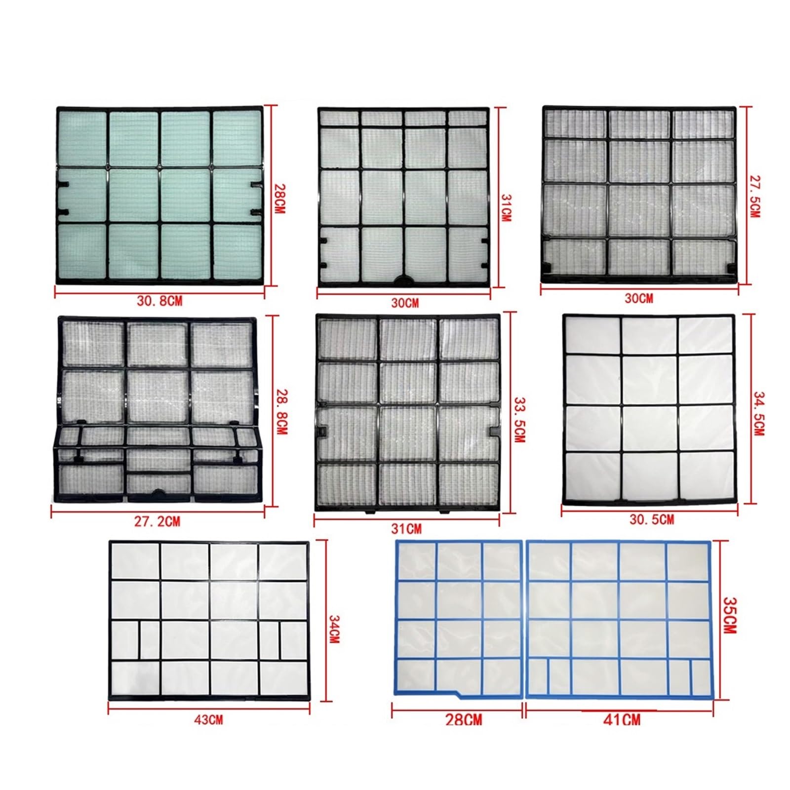 Filtro de aire acondicionado personalizado AC Mini tipo derramado piezas de pantalla de polvo de aire acondicionado, Compatible con Daikin,(2PCS 310X335 128841J)