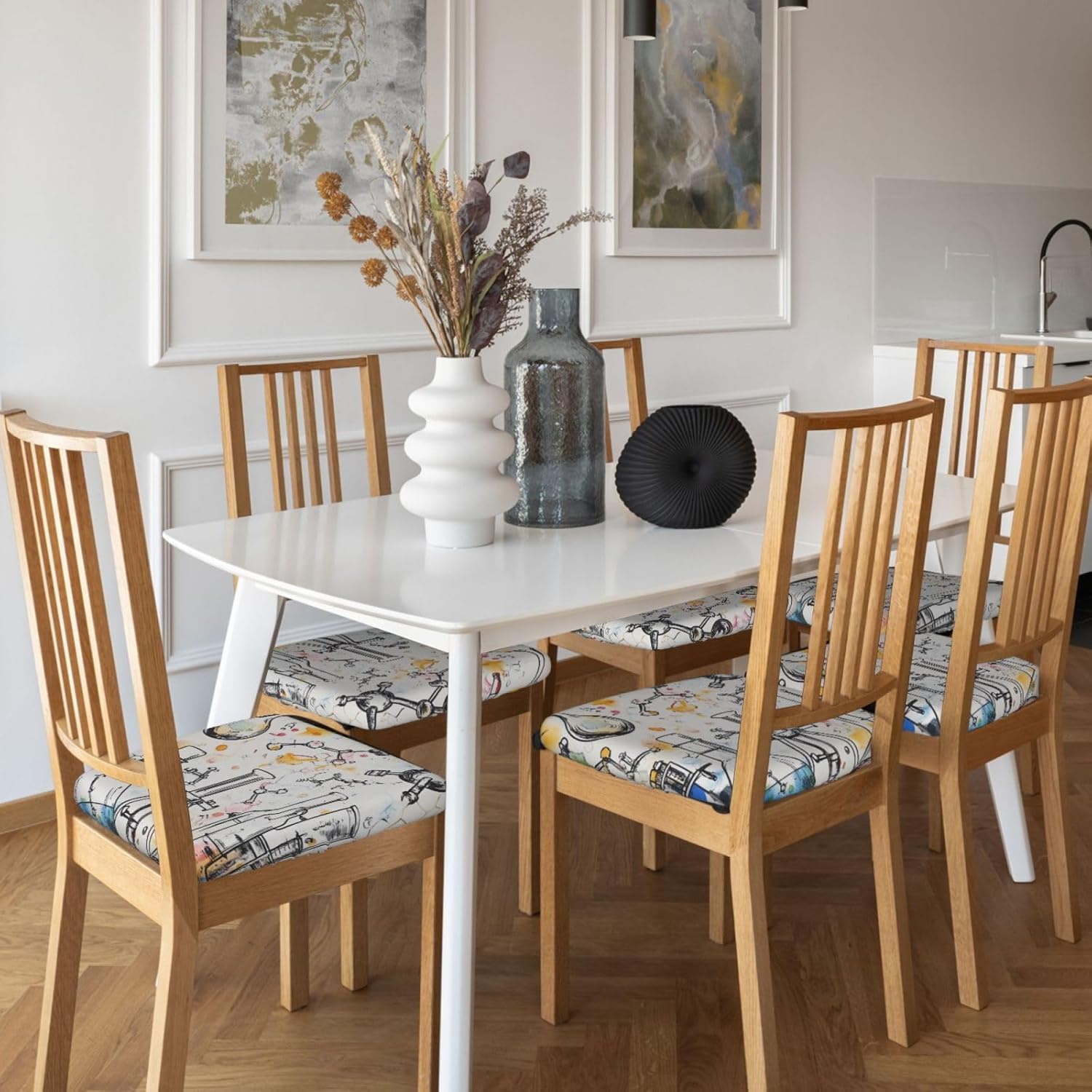 Chemistry Print Print Square Cushion Covers 6 Pcs Set Elastic Non-Slip Seat Cushion Slipcovers Pet Furniture Protectors for Chair, Sofa