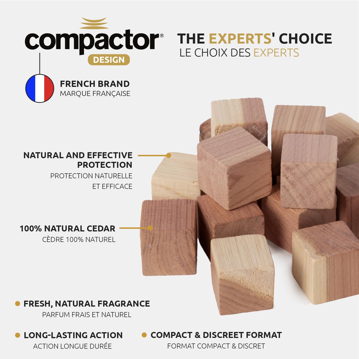 Lot 16 x Cubes antimites en cèdre Naturel, 2 x 2 x H 2 cm