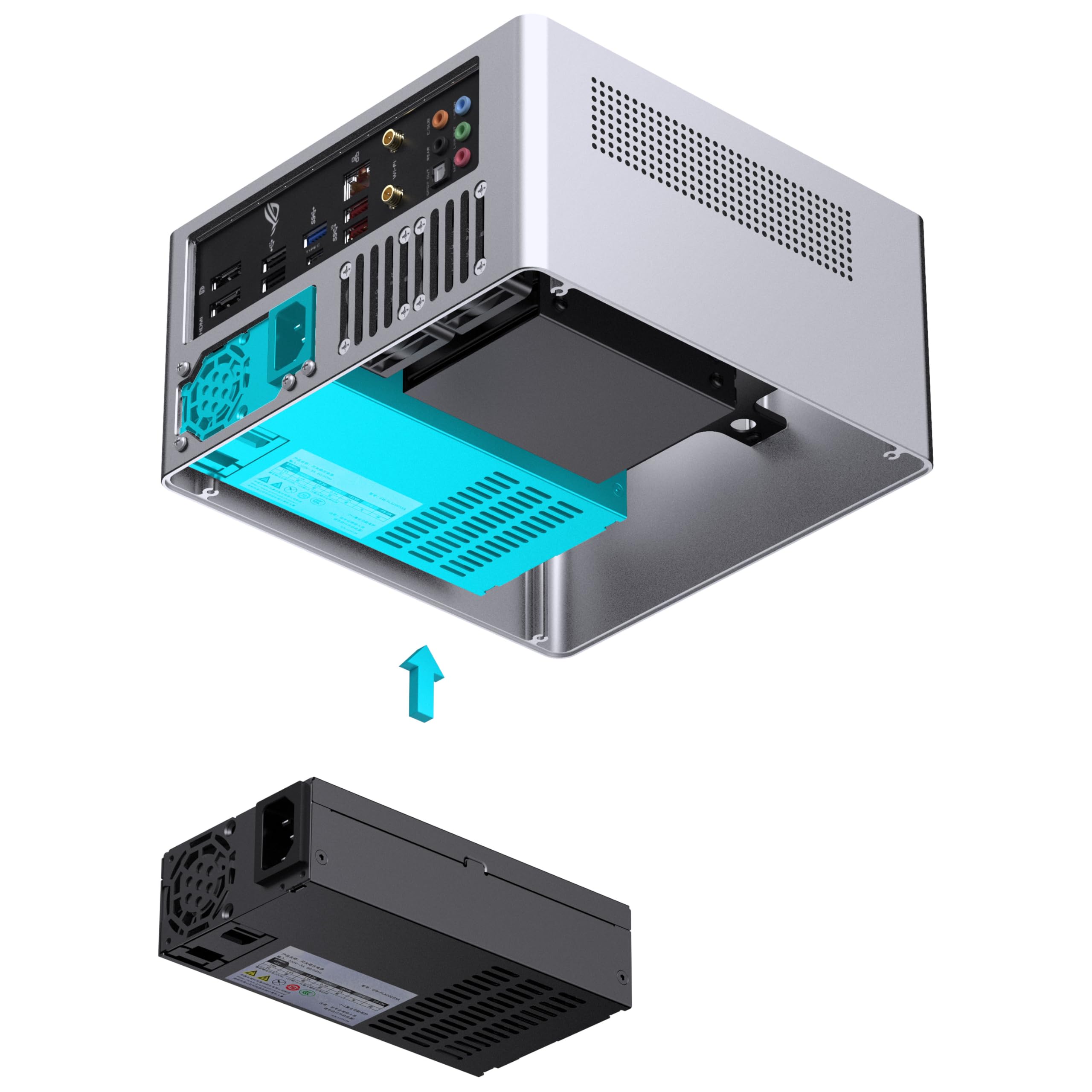 Jonsbo N10 Case PC Argento – Mini-Tower per Mini-ITX, con 2 ventole, fino a 4x SSD da 2,5 pollici, case compatto per HTPC, NAS e sistemi Office
