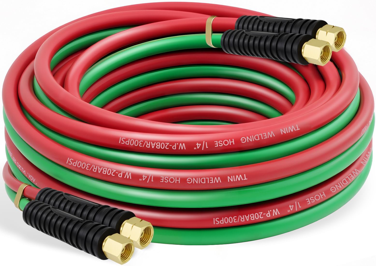 RX WELD Oxygen Acetylene Hose 1/4-Inch × 25 Feet with 9/16"-18 B fittings,Torch Hose,Grade R (25 Feet)